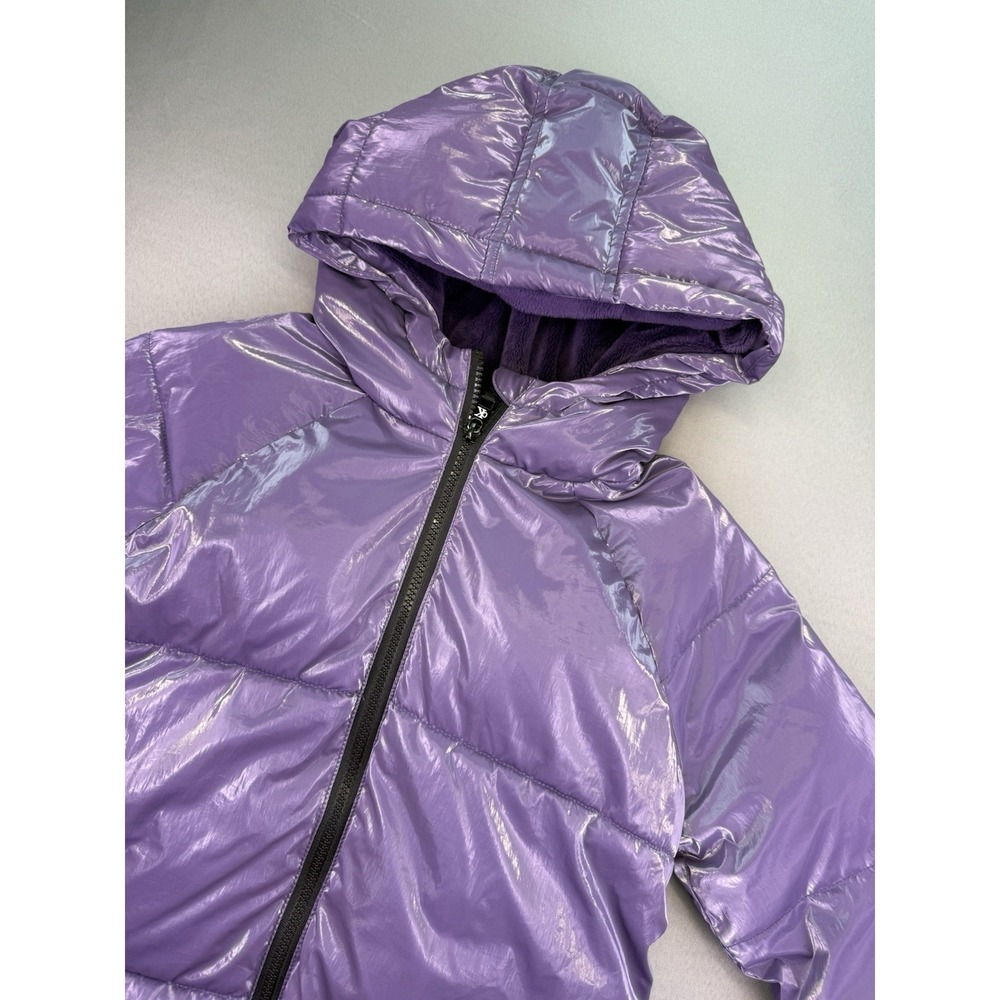 Calvin Klein Jeans Girls M (8-10) Plush Lined Liquid Shine Puffer Jacket Purple‎